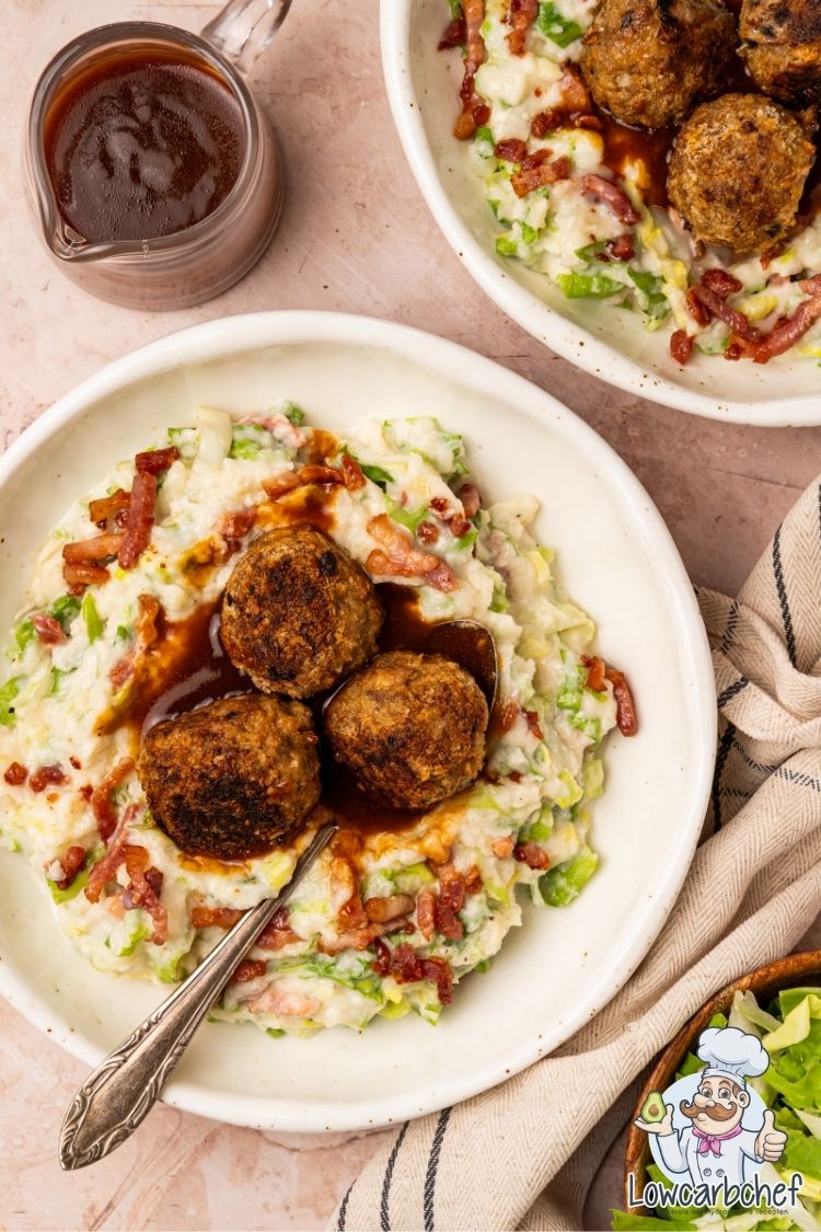 Andijviestamppot met gehaktballetjes