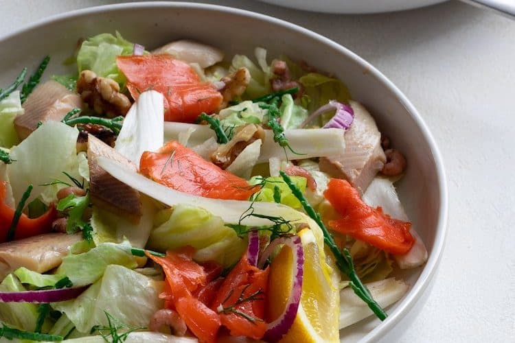 Salade met trio van vis