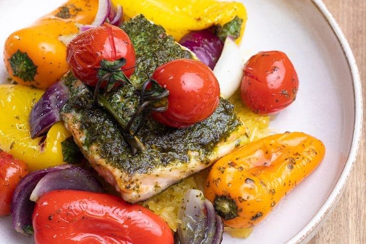 Zalm met gegrilde groenten en chimichurri