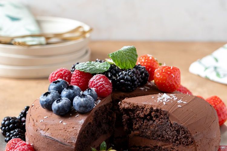 Koolhydraatarme chocoladetaart met ganache