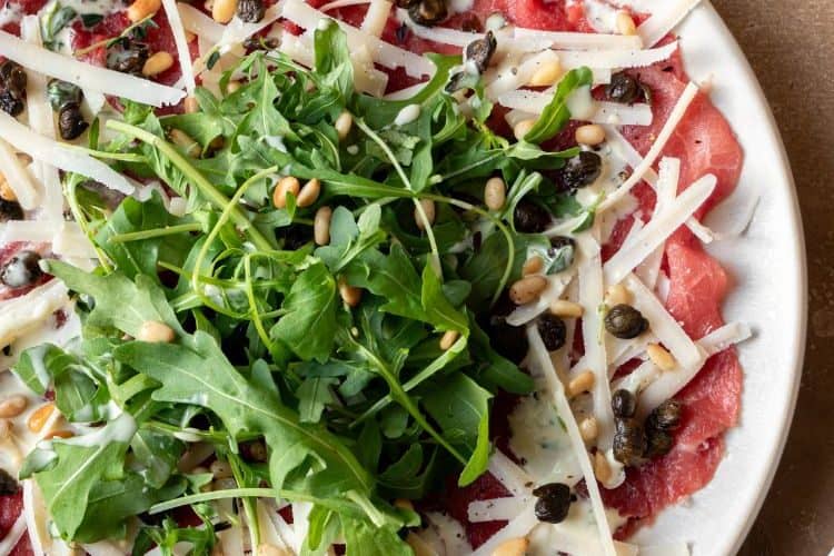 Luxe carpaccio met mosterddressing