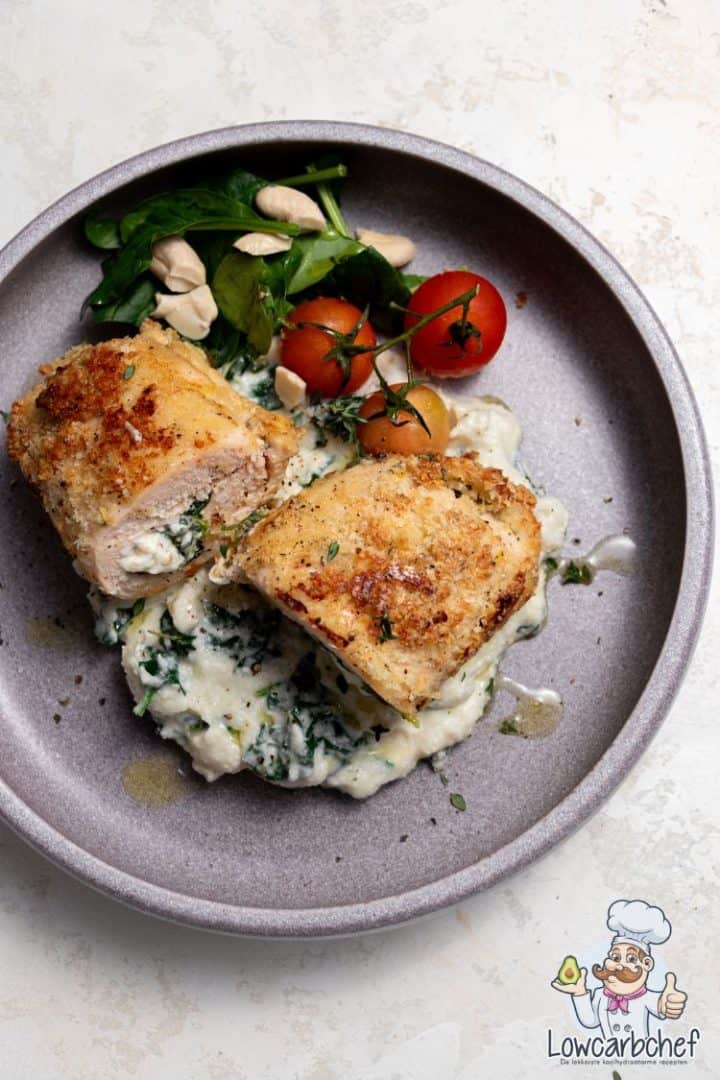 Gevulde kipfilet met spinazie en boursin Lowcarbchef.nl