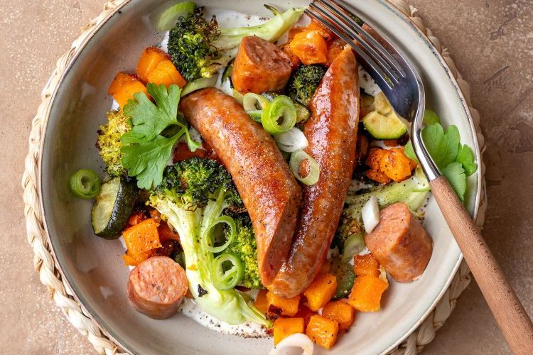 Merguez met groenten en tzatziki