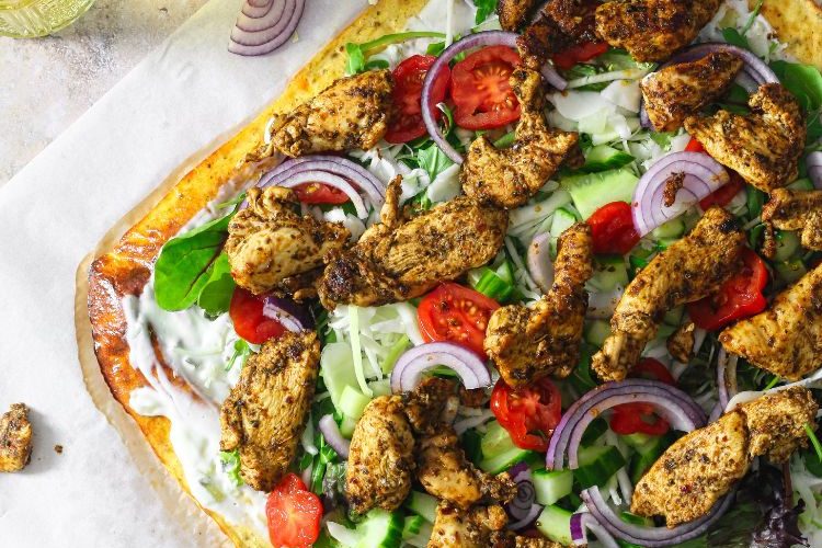 Koolhydraatarm flatbread met gyros