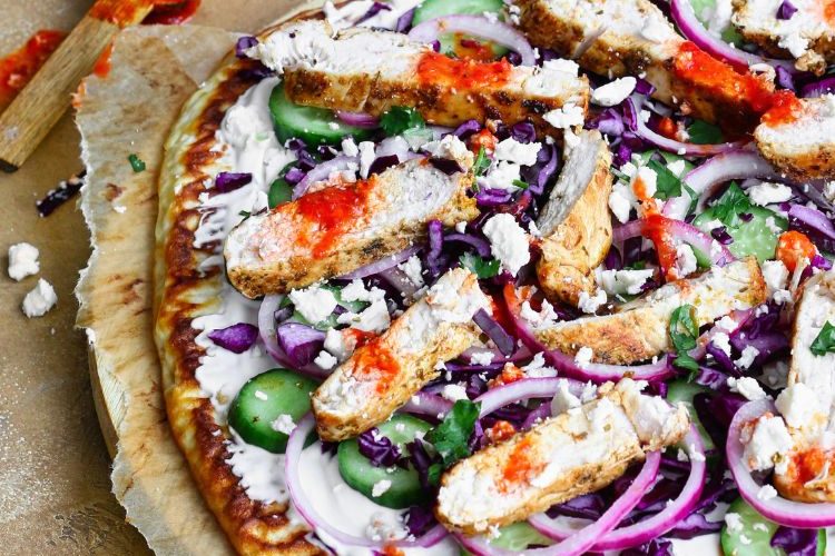 Koolhydraatarm flatbread met kip piri-piri