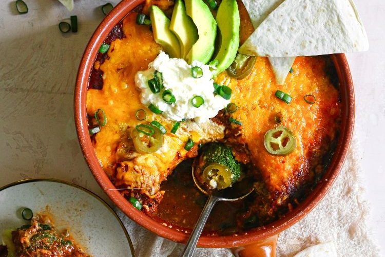 Koolhydraatarme enchilada ovenschotel