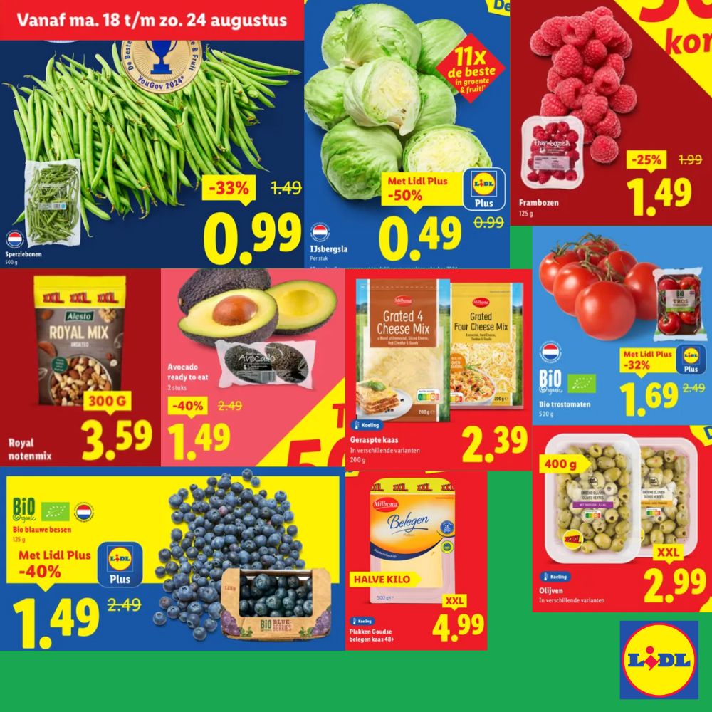 Alle koolhydraatarme producten die in de aanbieding zijn in week 34 bij Lidl.