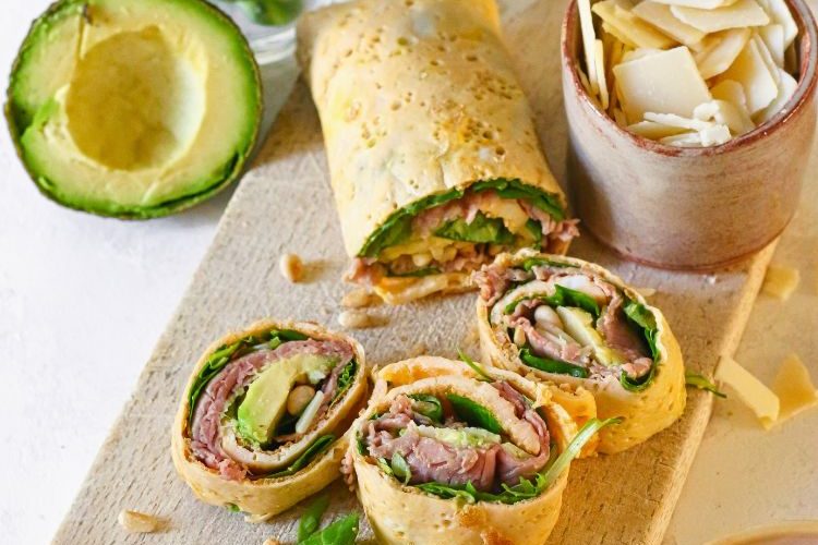 Omelet wrap met rosbief