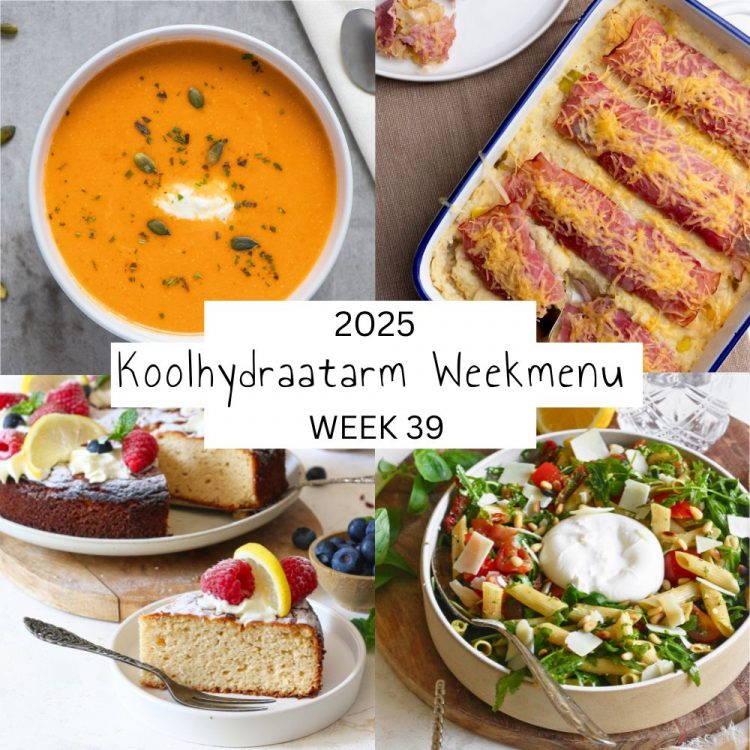 4 voorbeeldmaaltijden uit weekmenu 39 van Lowcarbchef