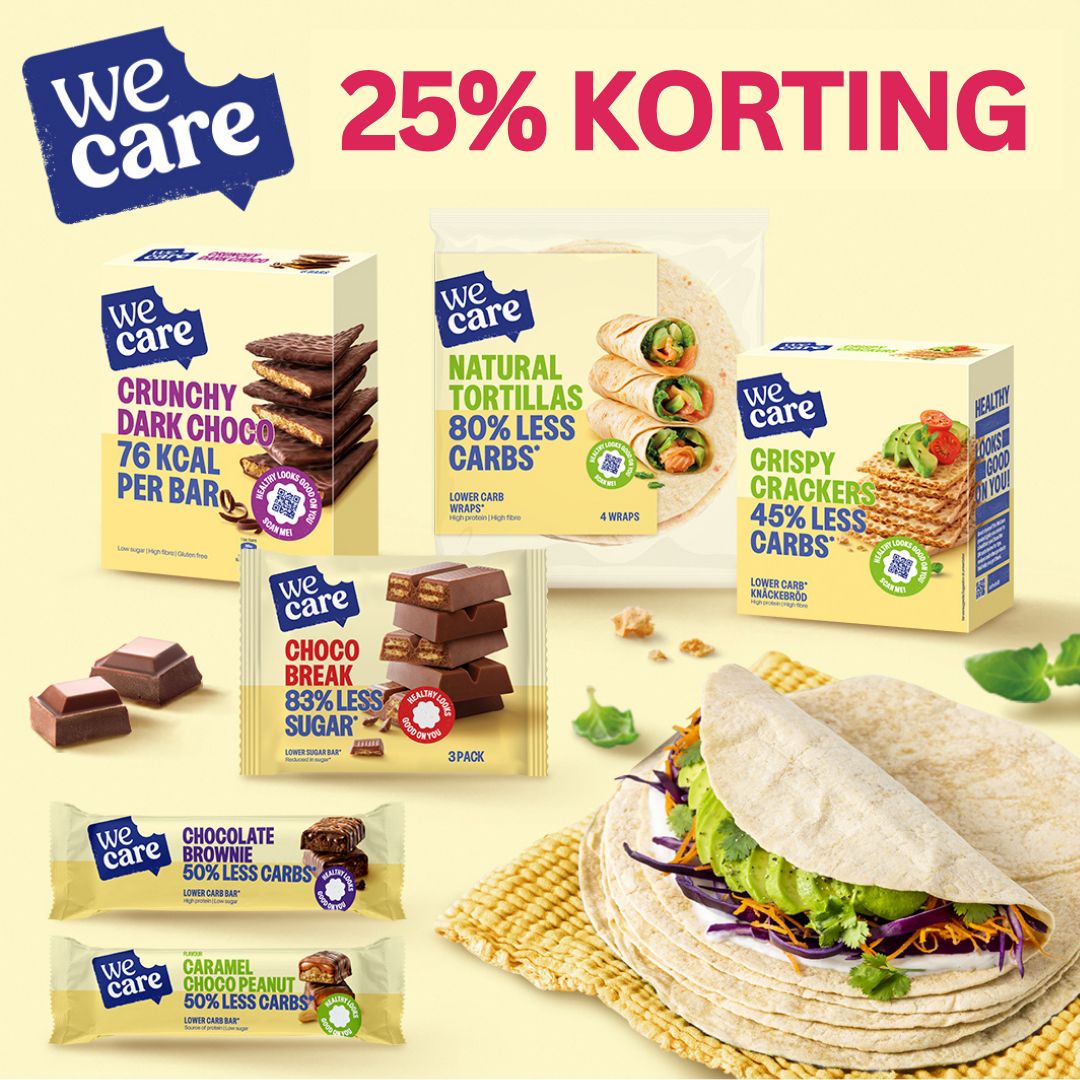 WeCare producten die in de aanbieding zijn bij Lowcarbcenter