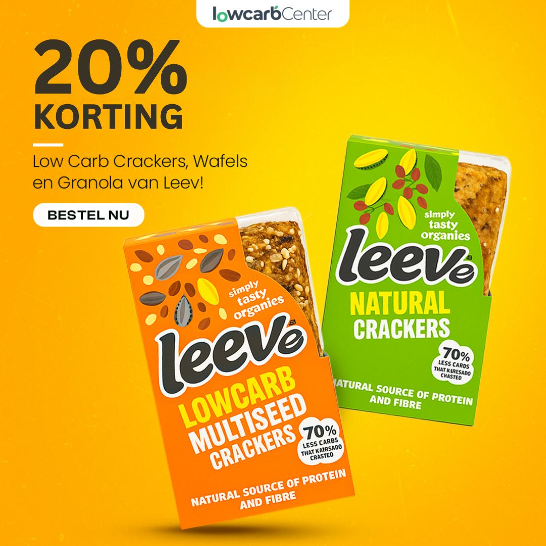 20% korting op koolhydraatarme producten van Leev.