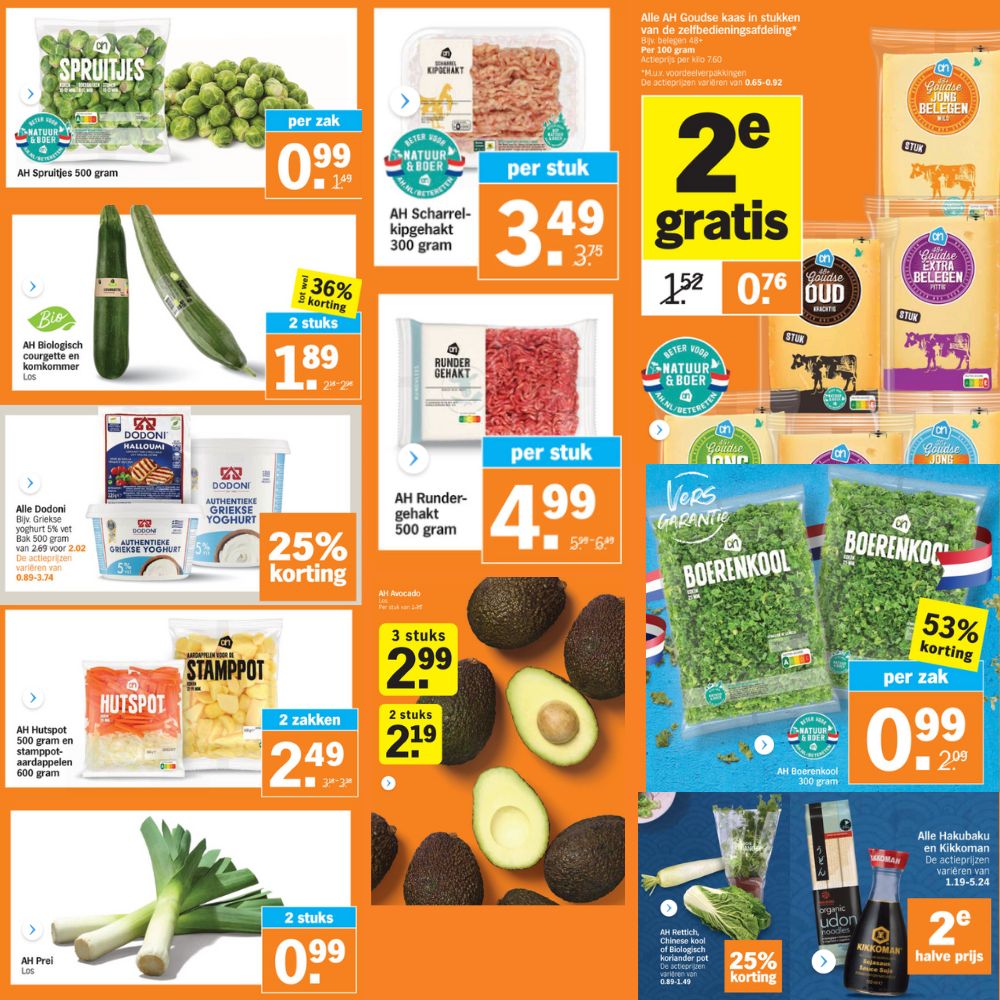 Producten die in de aanbieding zijn bij AH in week 43.