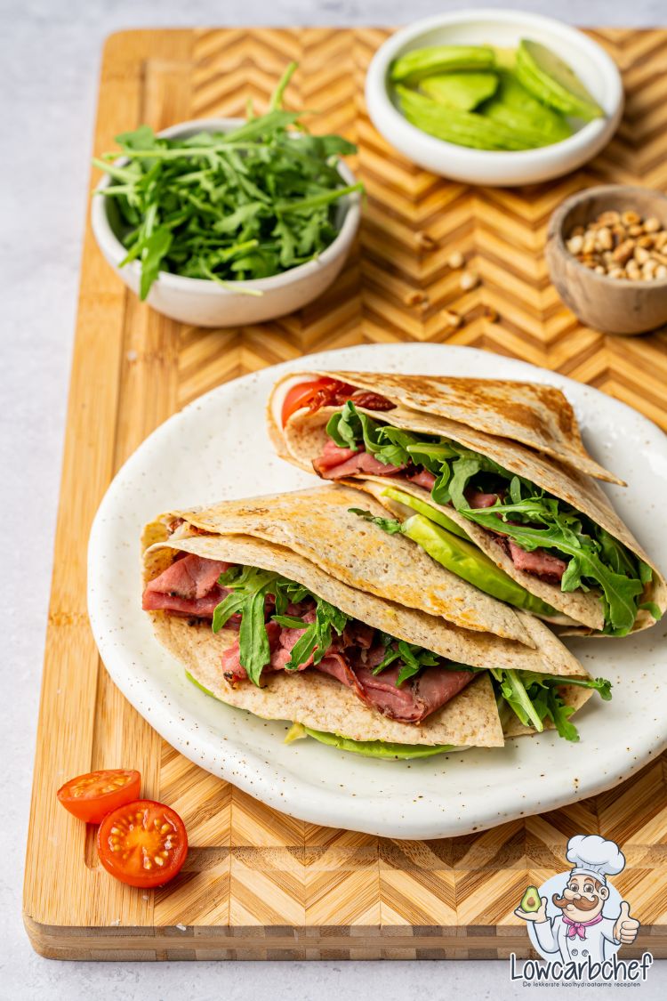 Keto wrap met rosbief