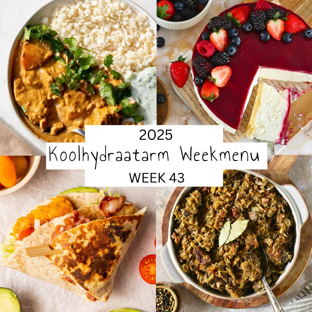 4 voorbeeldmaaltijden uit weekmenu 43 van Lowcarbchef