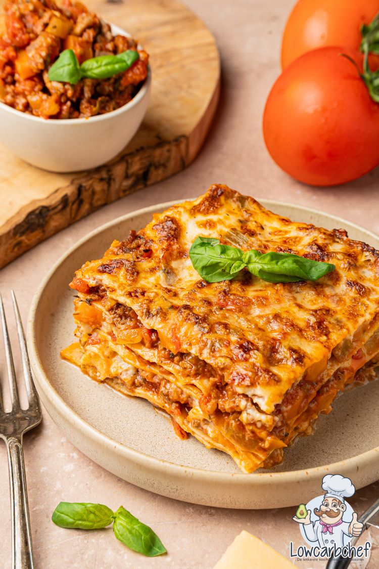 Lasagne bolognese op een bord