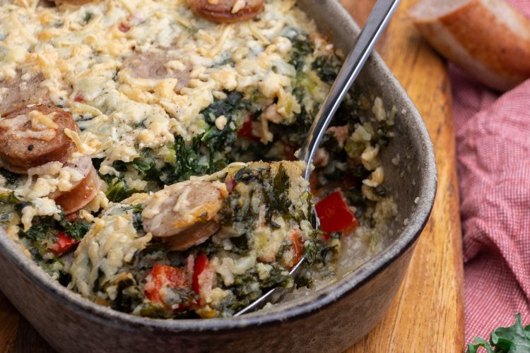 Ovenschotel met boerenkool en worst