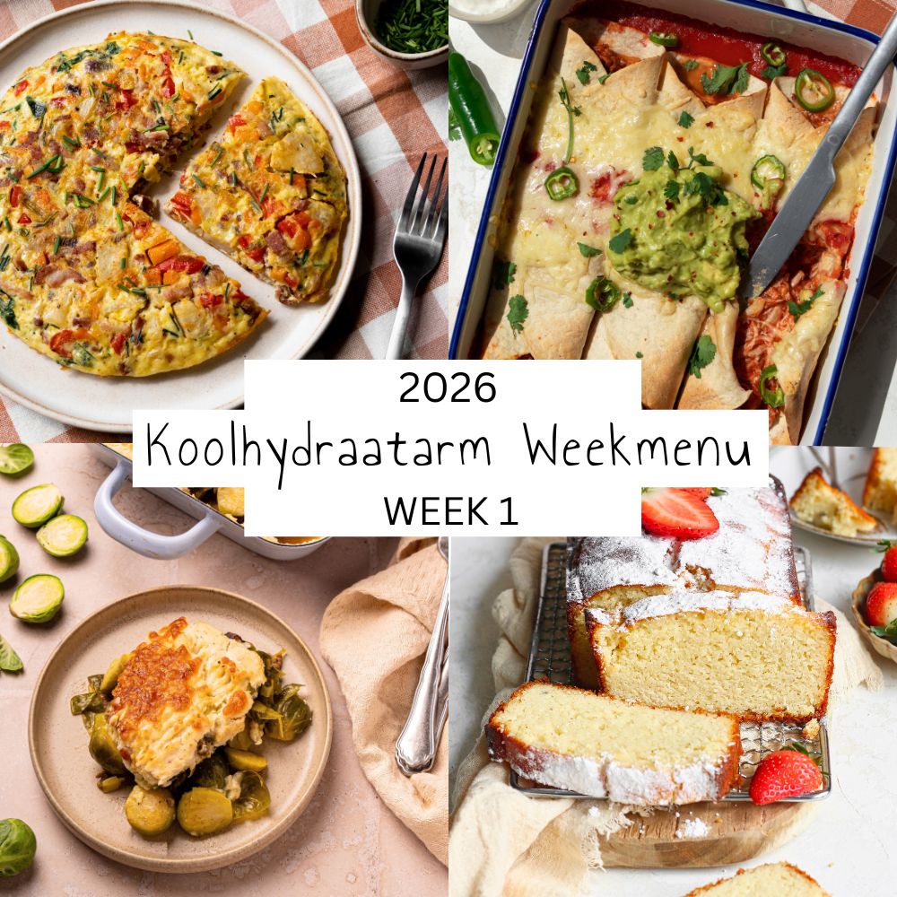 4 voorbeeldmaaltijden uit weekmenu 1 van Lowcarbchef
