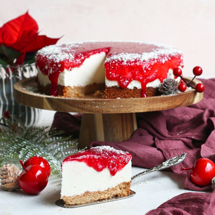 Monchoutaart met cranberrycompote