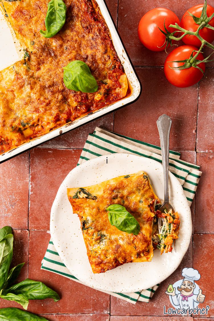 Lasagne met spinazie en ricotta.