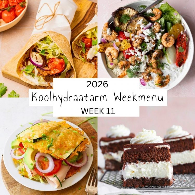 4 voorbeeldmaaltijden uit weekmenu 11 van Lowcarbchef