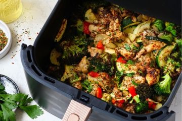 Kip en groenten uit de airfryer.