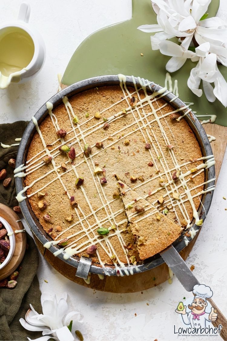 Koolhydraatarme pistache boterkoek