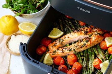 Zalm uit de airfryer met groene asperges