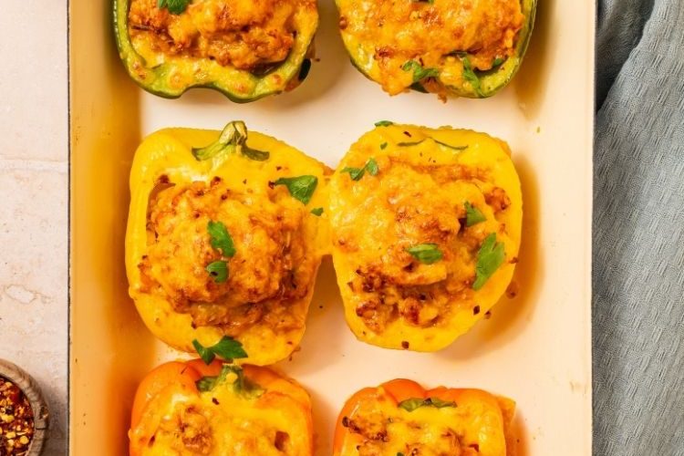 Gevulde paprika met kipgehakt