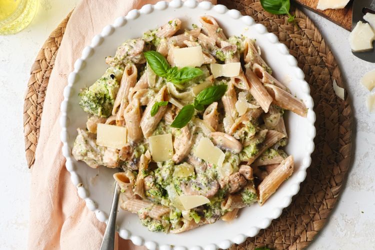 Pasta met kip en boursin