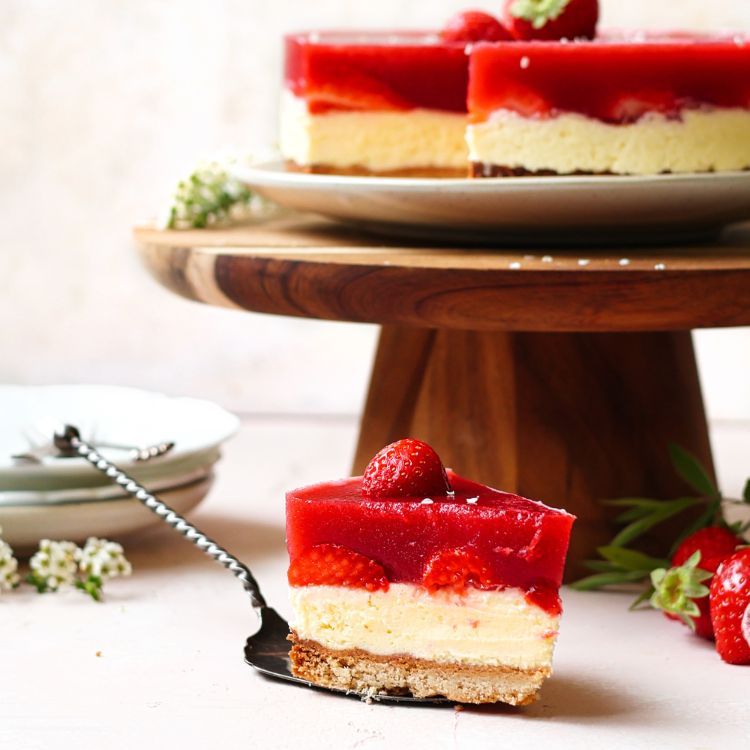 Puntje aardbeien-custardtaart