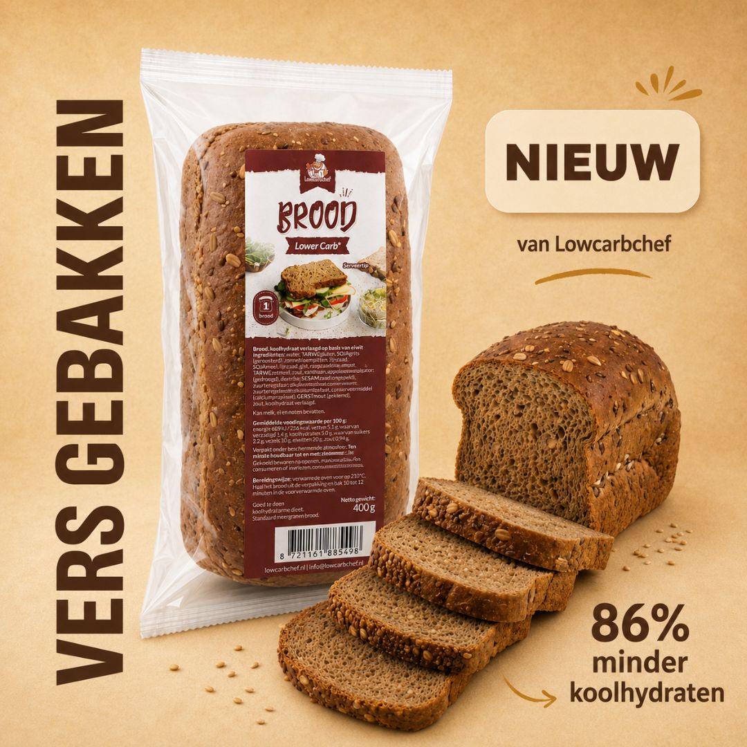 Koolhydraatarm afbakbrood van Lowcarchef