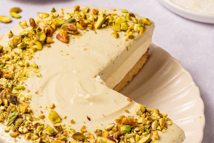 No bake cheesecake met pistachemousse