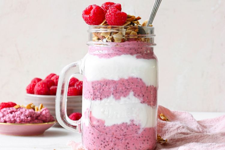 Chiapudding met frambozen