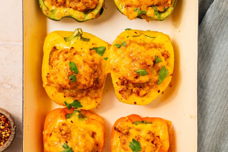 Gevulde paprika met kipgehakt