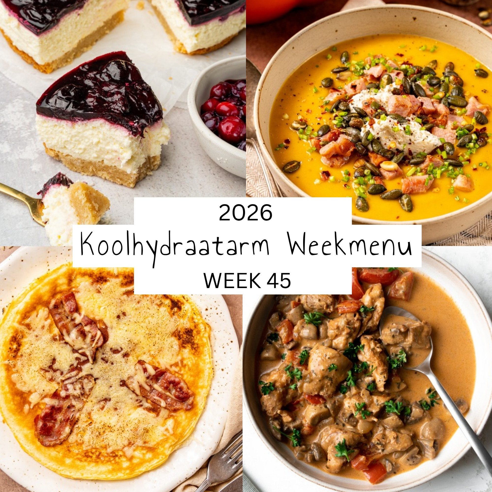 Koolhydraatarm weekmenu week 45 2026